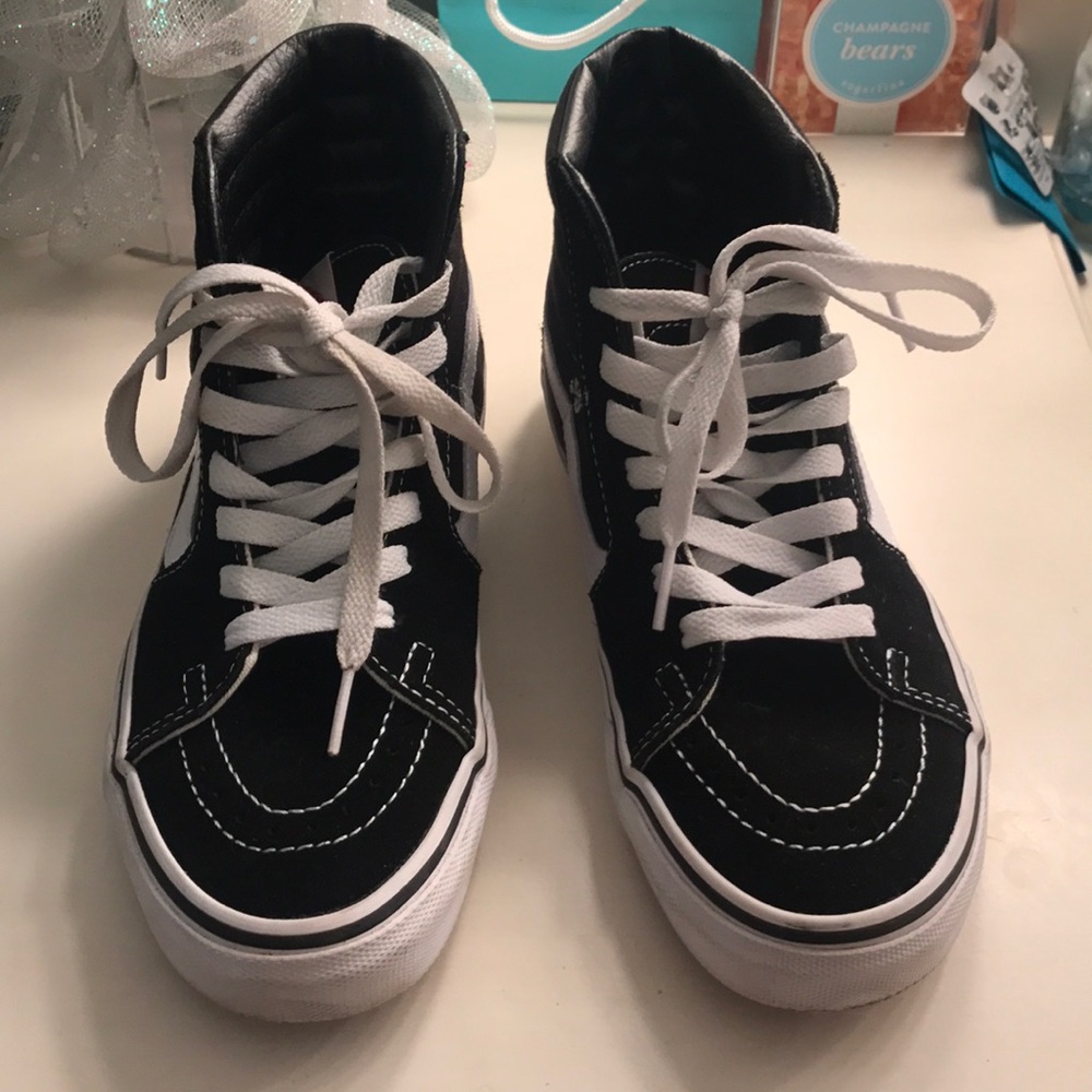 black and white high top vans